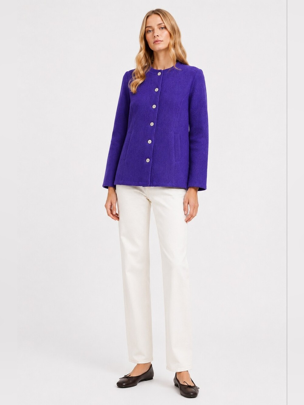 Appleseed's Size XL 100% Wool Vibrant Purple Button-Front Jacket